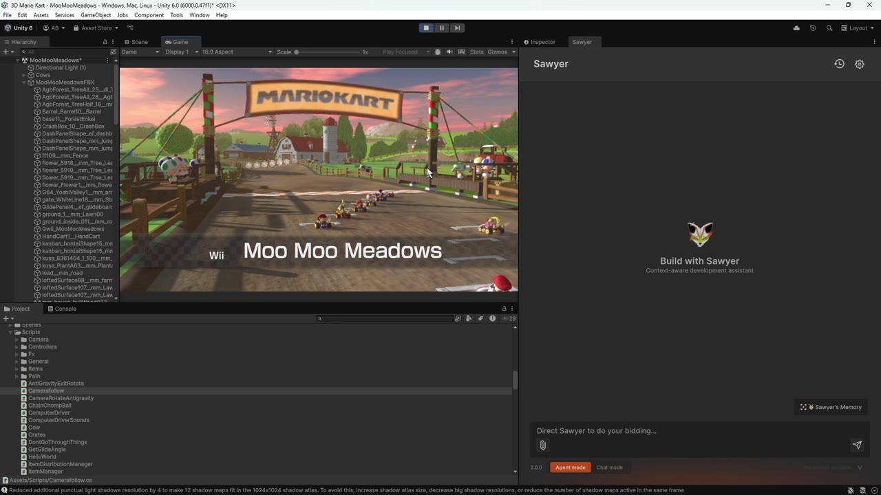 Sawyer 2.0 AI assistant inside the Unity Editor